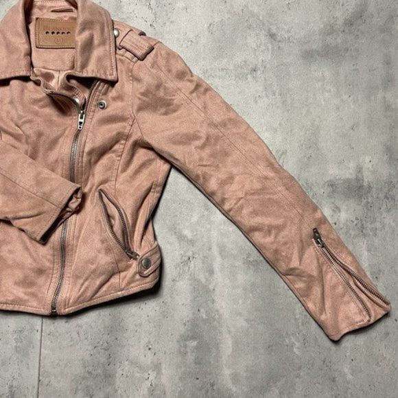 BLANK NYC Suede Microfiber Womens Moto Jacket Zip Button Cropped Size M - Picture 2 of 10